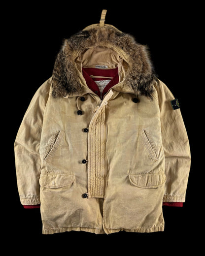 Stone Island AW 1990 Fur Hooded Camouflage Ice Jacket [XL]