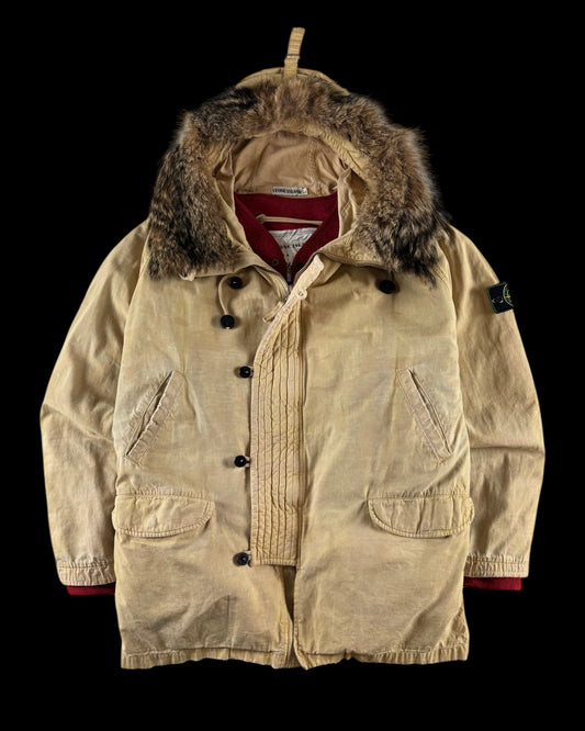 Stone Island AW 1990 Fur Hooded Camouflage Ice Jacket [XL]