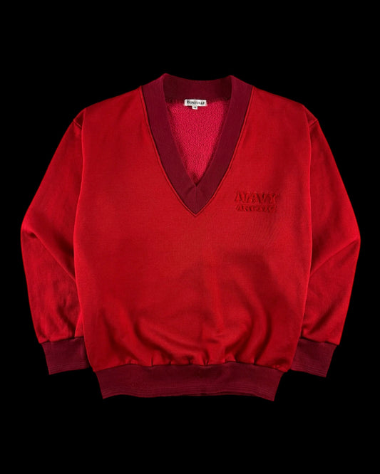 Boneville 1980’s Navy Arctic Chenille Logo V-Neck Sweatshirt [M]