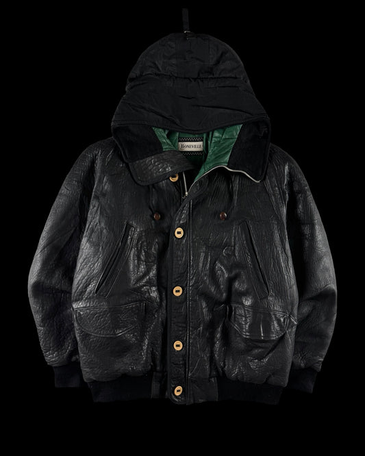 Boneville 1980’s Leather Hooded Jacket [XXL]
