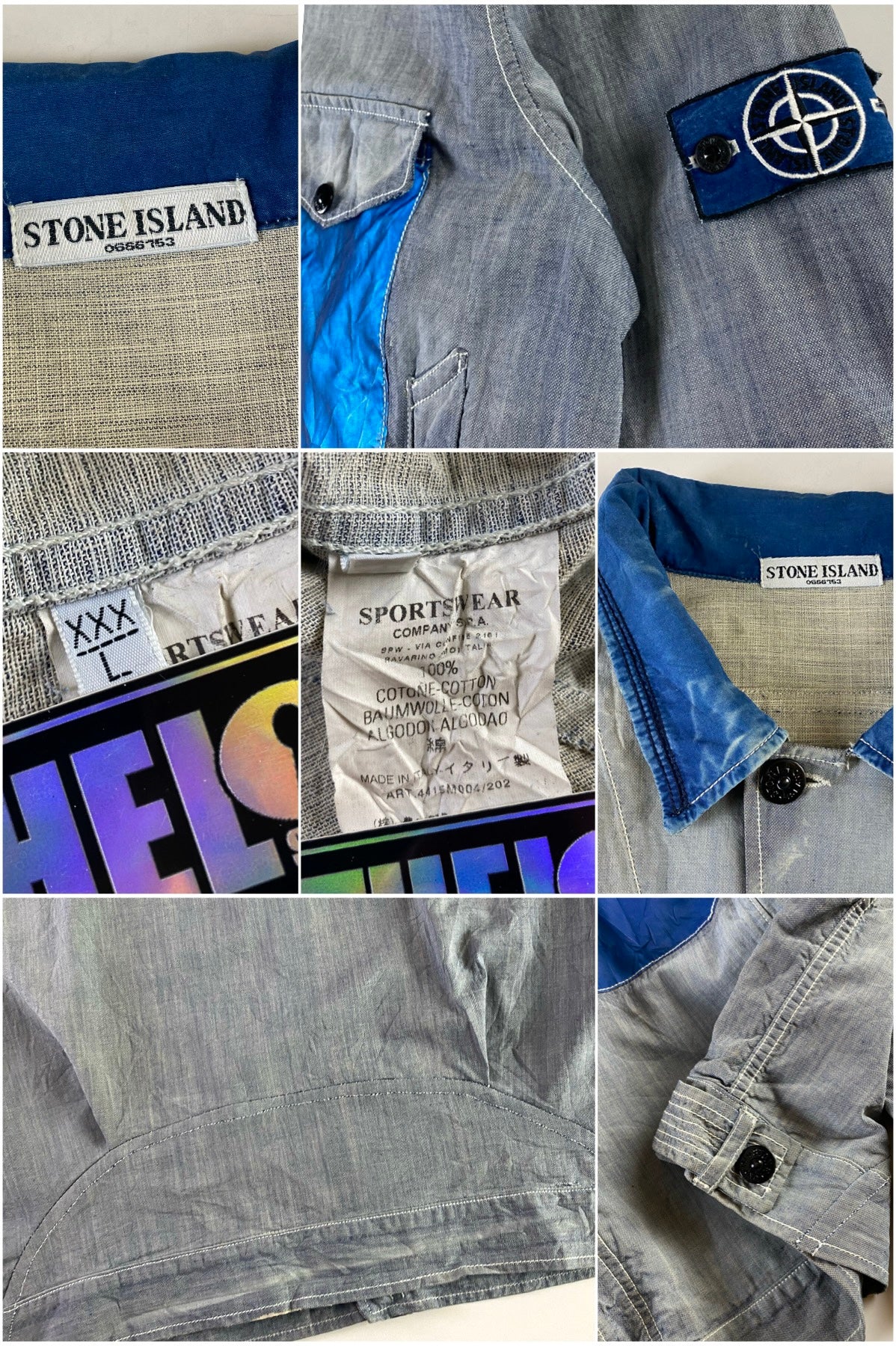 Stone Island 2006 Denim Badge Reflective Work Jacket [3XL]